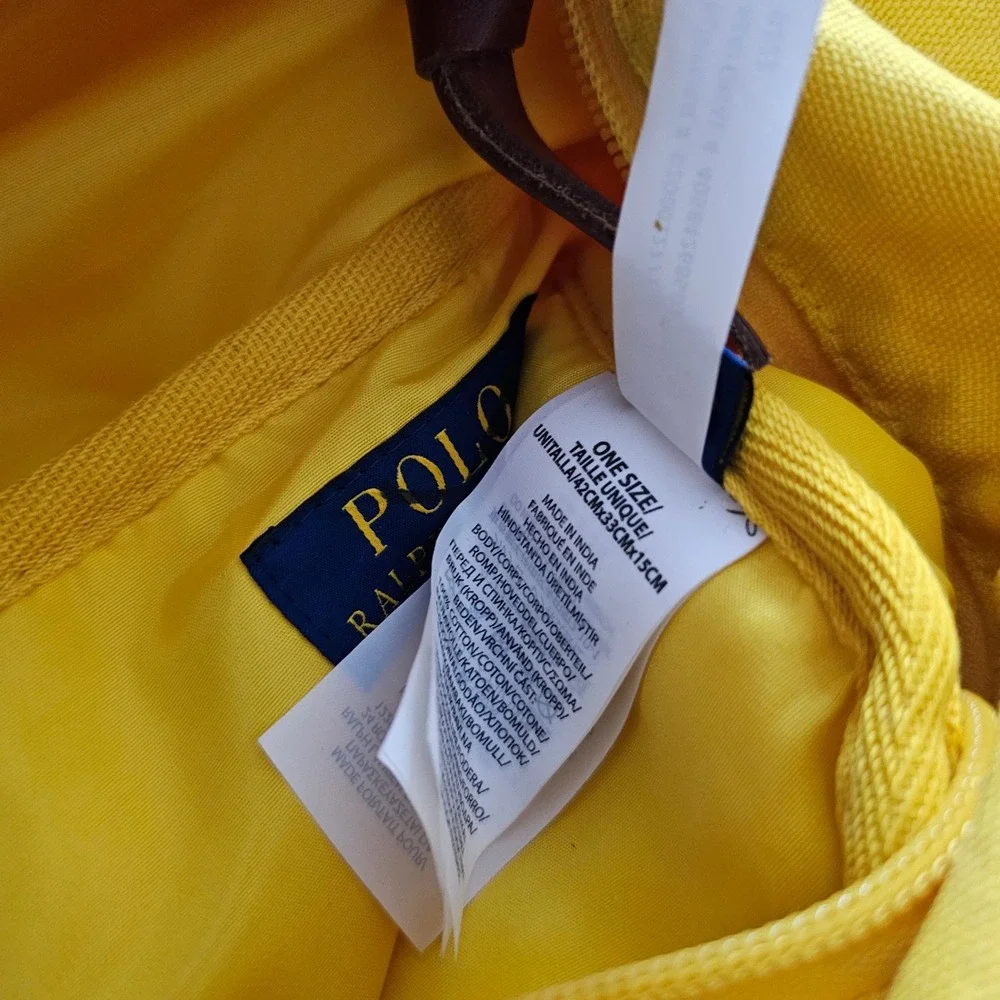 Polo‎ Ralph Lauren Yellow Backpack Canvas Blue Pony Embroidered Unisex New